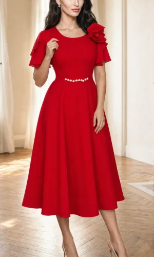 Rochie Elegantă de Nuntă Roșie Camy