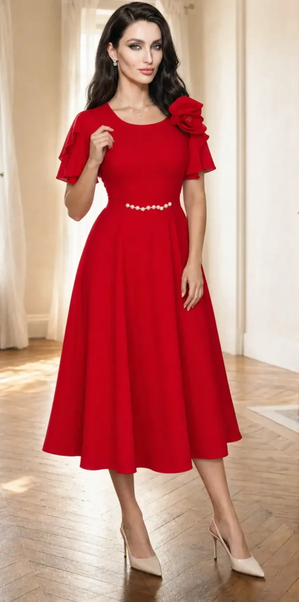 Rochie Elegantă de Nuntă Roșie Camy