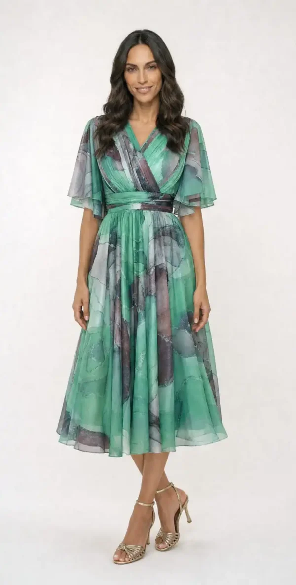 rochie midi verde florală