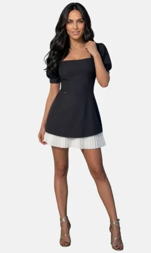 rochie scurtă negru alb