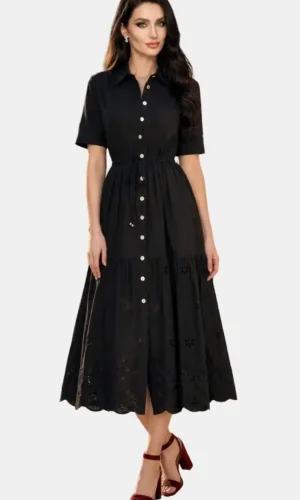 rochie tip cămașă neagră