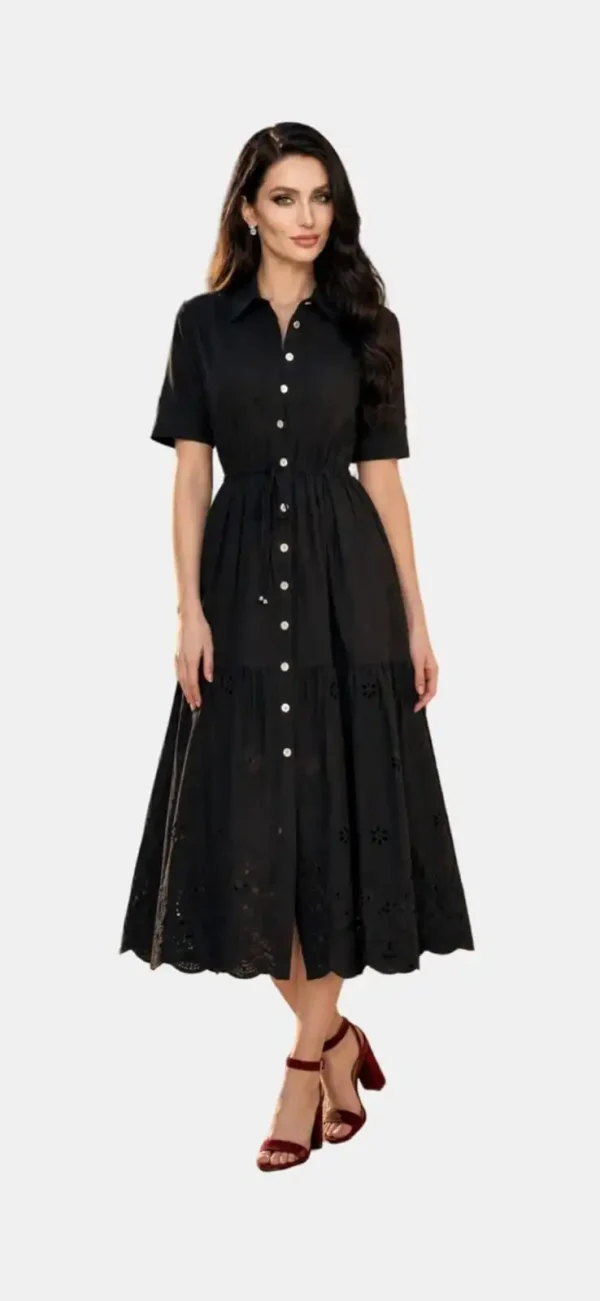 rochie tip cămașă neagră