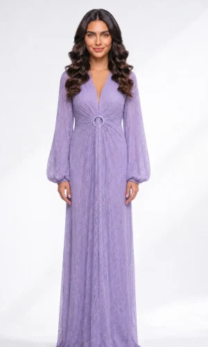 Rochie Selena lungă elegantă lila din dantelă | Rochie de ocazie Selena
