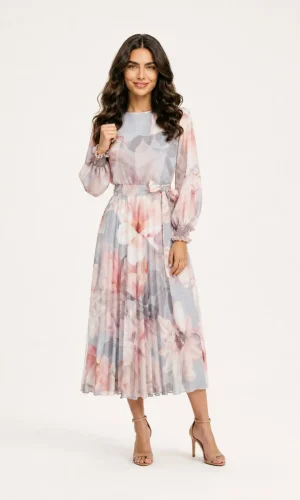 Rochie Florală Midi Plisată  Diana
