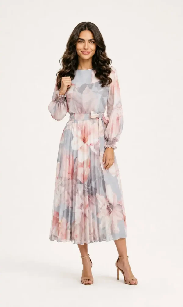 Rochie Florală Midi Plisată Diana