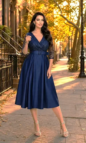 Rochie Verona bleumarin elegantă