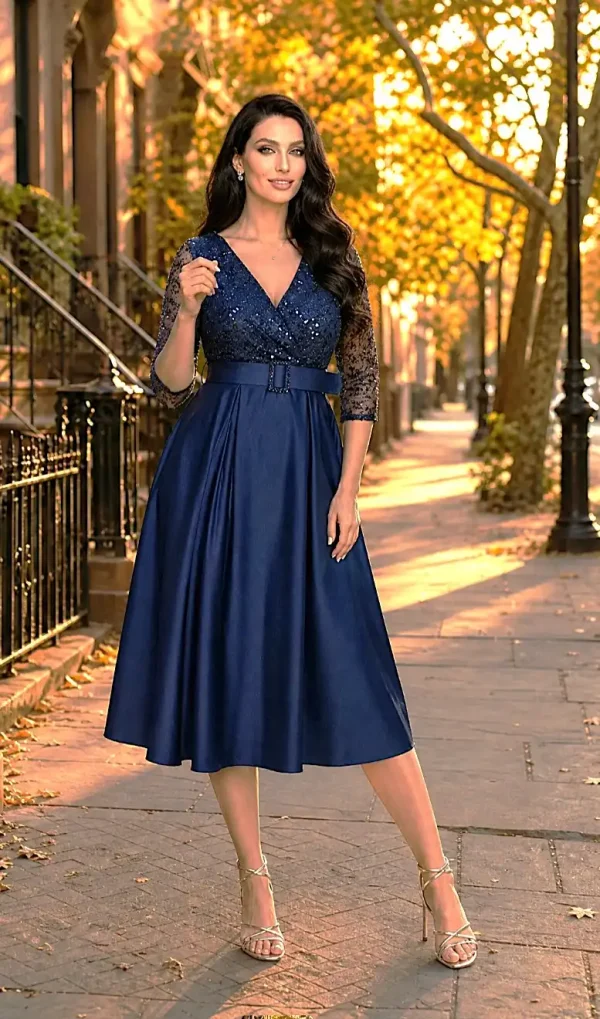 Rochie Verona bleumarin elegantă