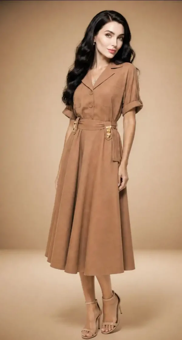 Rochie Casual Midi Maro Stil Cămașă Arina