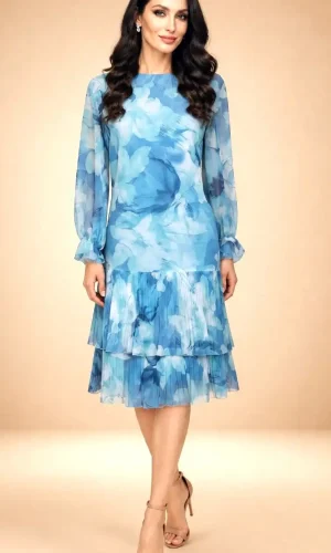 Rochie Casual Melina Turcoaz cu Imprimeu Floral