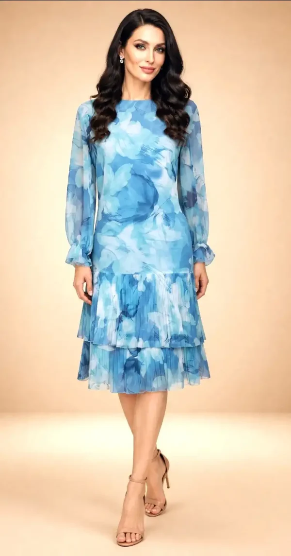 Rochie Casual Melina Turcoaz cu Imprimeu Floral