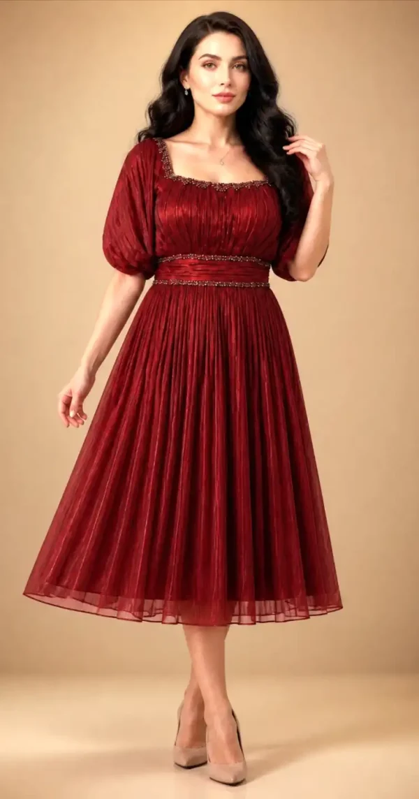 Rochie de Seară Visinie Midi din Mătase Daria