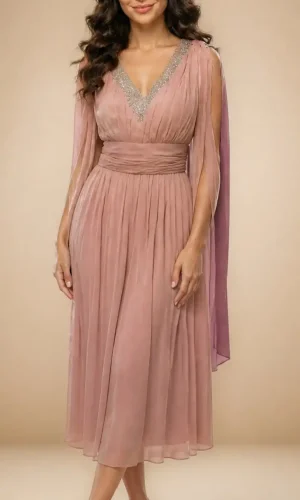 Rochie din voal cărămiziu pudrat Milena