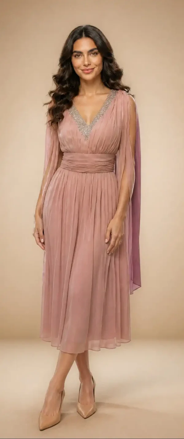 Rochie din voal cărămiziu pudrat Milena