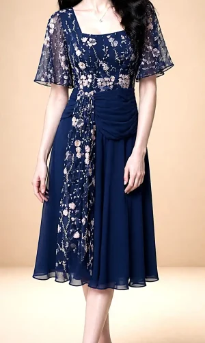 Rochie elegantă bleumarin Serenity