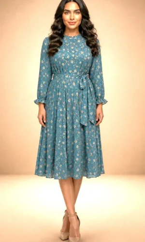Rochie eleganta de zi cu imprimeu floral Margot