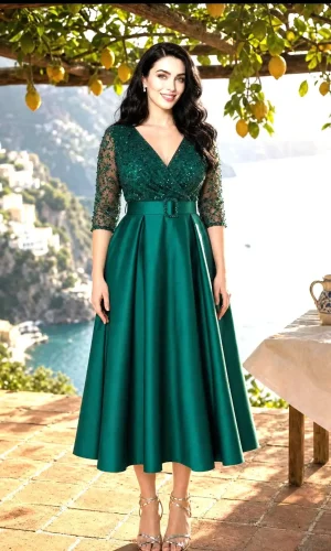 Rochie Elegantă Verde Smarald Verona