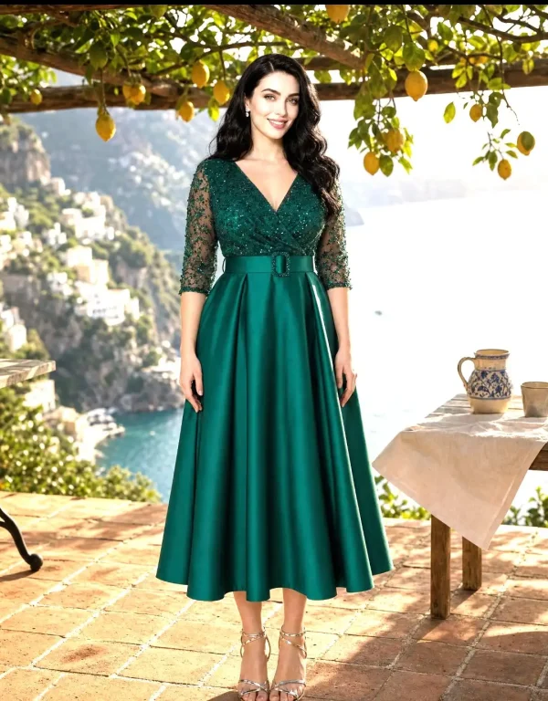 Rochie Elegantă Verde Smarald Verona