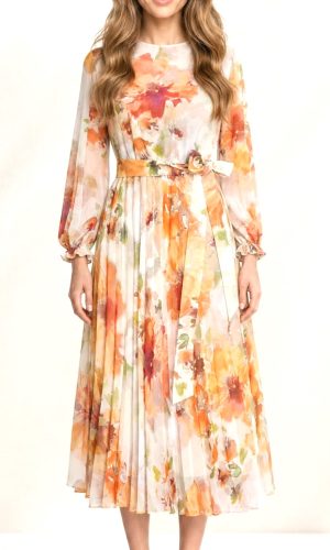 Rochie florală elegantă midi plisată Diana
