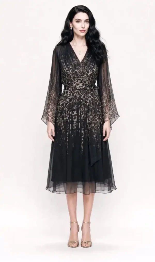 Rochie Neagră cu Imprimeu Animal Print Velina