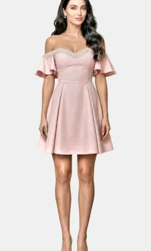 Rochie Scurtă de Ocazie Roz MIRA