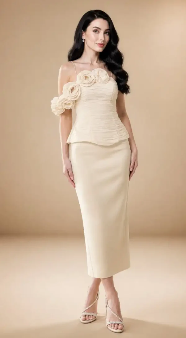 Rochie Pentru Cununie Civilă Crem cu Corset Isabella